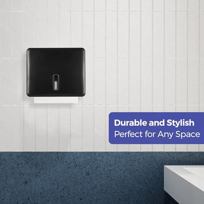 Stardrix Multifold Paper Towel Dispenser Wall Mount (Black) – Large Capacity C-Fold, Trifold, and Folded Commercial Hand Towels Holder for Bathroom & Restroom – Adhesive or Screw Mounted - color: Black