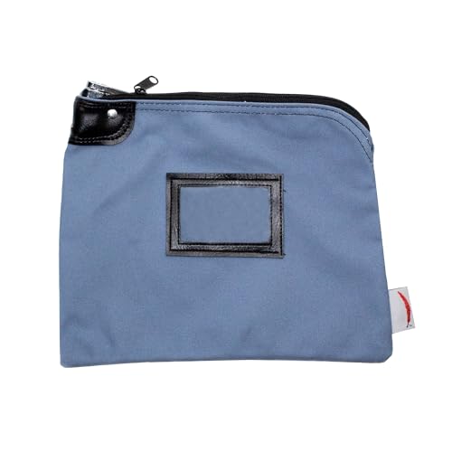 Locking Canvas Cash Bag, Gray Blue, 9 x 12 Inch - color: Gray Blue
