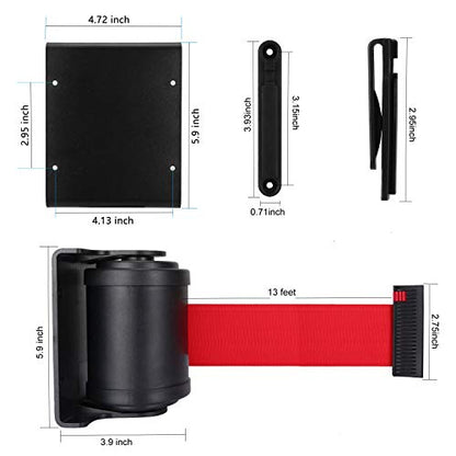 Retractable Wall Belt Barrier, Wall Mounted Crowd Control Barrier with 13 feet Retractable Belt, Braking System and 180° Roating Supported - style: 13 Feet-180° Roating