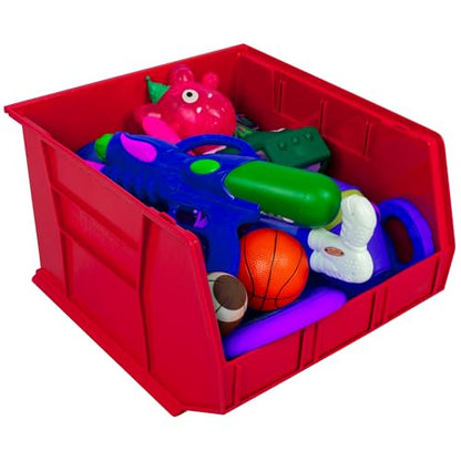 Akro-Mils 30270 AkroBins Plastic Storage Bins, 18"x16"x11", Red, 3-Pack - color: Red