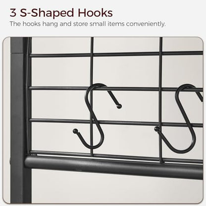 MAHANCRIS Clamp on Desk Shelf, 2 Tier Desk Storage Organizer, Desktop Bookshelf with Hooks and Divider, Desk Accessories for Study and Gaming Room, Black DSBK4501