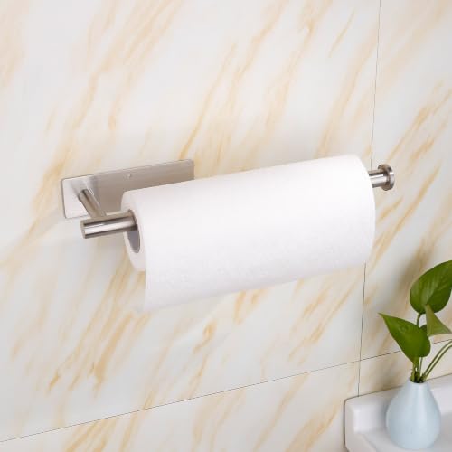 Paper Towel Holder - Eolax Under Cabinet Paper Towel Bar for Kitchen, Wall Mount Self Adhesive or Drilling Paper Towel Rack, 304 Stainless Steel (Brushed Nickel) - color: Brushed Nickel