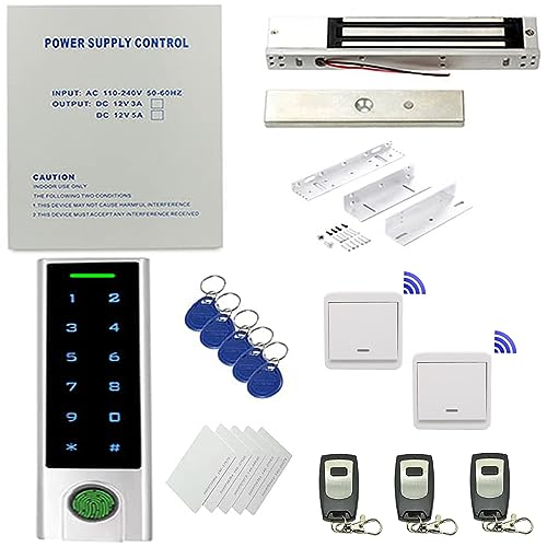 Backup Battery Supported Phone APP Remote Open Metal Case Weatherproof Biometric Fingerprint RFID Keypad Access Control System 600LB Magnetic Lock Smart Tuya App Remote PIN Code - size: Fingerprint Remote Manage Keypad