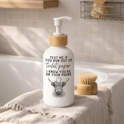Highland Cow Bathroom Glass Soap Dispenser with Pump - color: Highland Cow