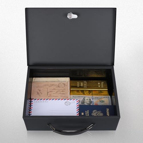 xydled Fireproof Document Box with Key Lock, Fire Safe Box, Black - color: Black, size: X Large