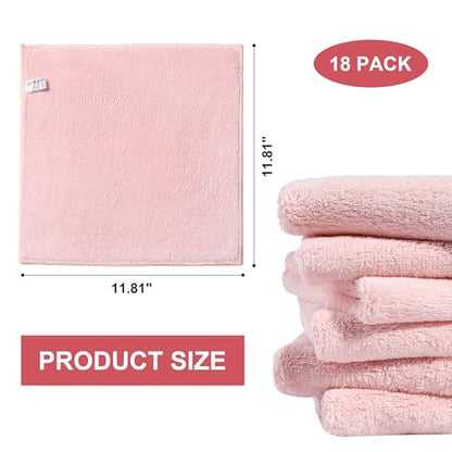 JOYMOOP Microfiber Cleaning Cloth, 18 Piece Set, Medium, Pink - color: J