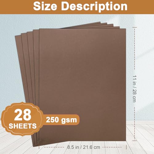 Silunkia 28 Sheets Coffee Color Cardstock 8.5 x 11 Craft Paper 92lb - color: Coffee, size: 28 Sheets