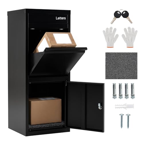 COSTWAY Large Outdoor Package Delivery Box with Anti-Theft Design - size: 16" x 15" x 40"