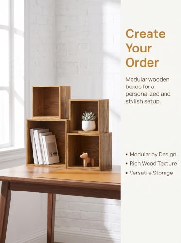 8 Pack Paulownia Wood Buffet Risers, Multi-Size Food Display Stands - color: Brown