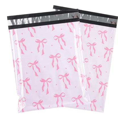 RUSPEPA 100 Pcs Pink Bow Poly Mailer, Coquette Bowknot Waterproof Shipping Mailers, Heavy Duty Self Adhesive Shipping Bags for Large Mailing Envelopes Bulk Tear Resistant Packaging, 10 x 13 Inches - color: Pink Bow, size: 10 x 13 Inches