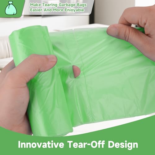 Green Trash Bags 1.2 Gallon - heihaily 100 Count Bulk Compostable Mini Garbage Bag See-Through Design & Leakproof Recycling for Office Desk, Bathroom, or Car Small Bins - color: Bio-1.2Gal-Green100