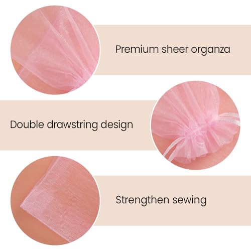 Meowoo 100PCS Organza Bags (3x4inch, Pink) - color: pink-3x4in-100p, size: 3x4in