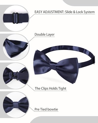 AWAYTR Bow Ties for Men - Pre-Tied Adjustable Tuxedo Style for Wedding - color: Dark Navy Blue