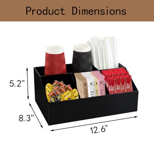 Coffee Tea Station Acrylic Organizer Sugar Tea Drink Packets Holder Black - color: Black