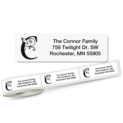 Formal Initial Rolled Personalized Return Address Mailing Labels with Dispenser, Set of 500, Small ¾ x 2½ Inch Size, Custom Self-Adhesive Sticker Roll, by Colorful Images - color: Formal, size: Large