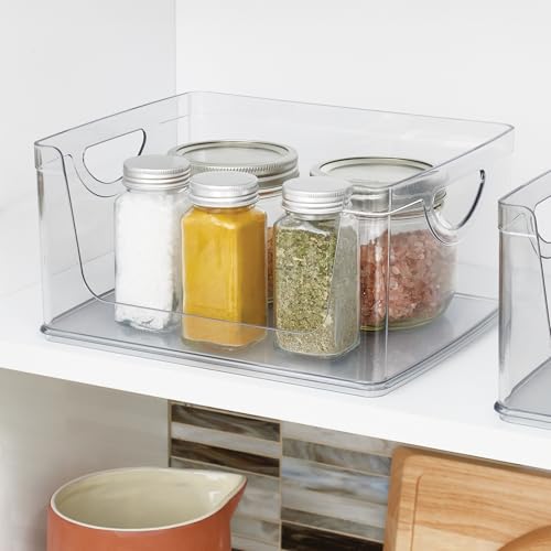 iDesign Stackable Open-Front Storage Bin with Handles, Clear - style: Pack of 1