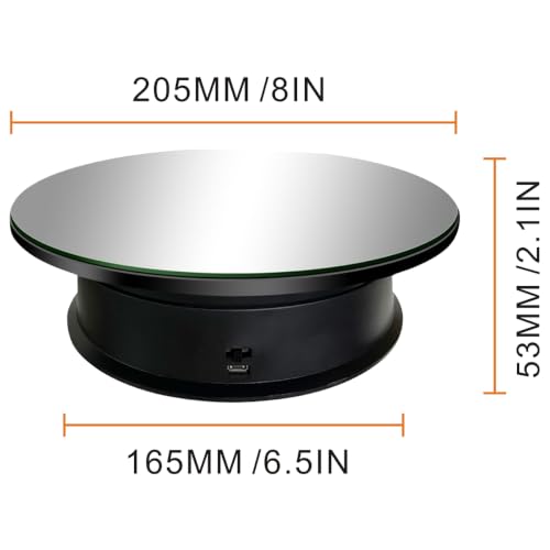 Motorized Rotating Display Stand 8 in, Adjustable Speed Revolving Turntable