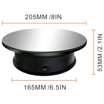Motorized Rotating Display Stand 8 in, Adjustable Speed Revolving Turntable