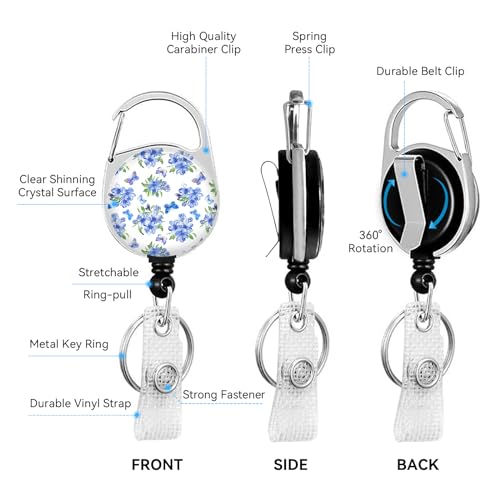 2 Pack Flowers ID Badge Holder with Clip Badge Reels - color: 2 Pack-flowers3