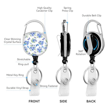 2 Pack Flowers ID Badge Holder with Clip Badge Reels - color: 2 Pack-flowers3