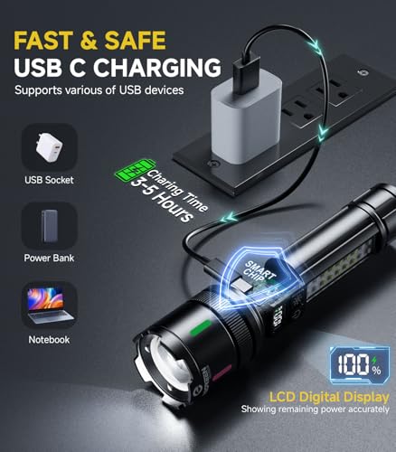Esgreen Bright LED Rechargeable Flashlight High Lumen 20000 6 Inch - 2 Pack - size: 2 Pack - Small