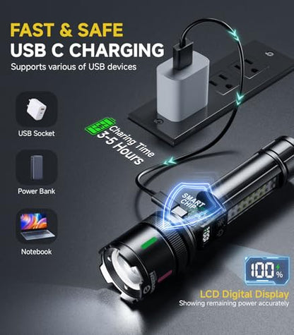 Esgreen Bright LED Rechargeable Flashlight High Lumen 20000 6 Inch - 2 Pack - size: 2 Pack - Small