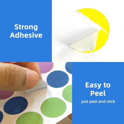1600 PCS, 3/4" Color Round Dot Stickers, 10 Colors-20 Sheets - color: 10-colors
