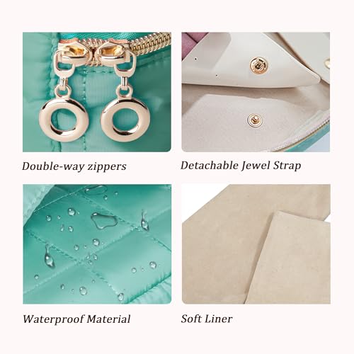 KarSyon Travel Jewelry Case Organizer Boxes with 8 Velvet Zipper Pouches - color: Teal, size: Small