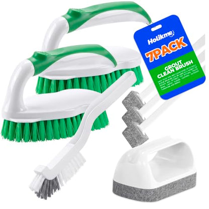 Holikme 7 Pack Cleaning Brush Scrub Brush Kitchen Brush for Floor,Green - color: Green