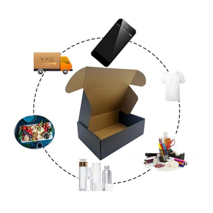 24 Pack 9x6x3 inches Black Shipping Boxes, Cardboard Packaging Mailing Box - size: 9x6x3 Inches