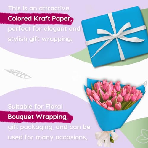 SMART&CASUAL 15" x 450" (37.5') Kraft Paper Roll for Art Craft Supplies Gift Wrapping Moving Packing Painting Drawing Paint Easel Poster Chart Paper (Lake Blue, 15" W x 450" L (37.5')) - color: Lake Blue, size: 15"W x 450"L ( 37.5' )