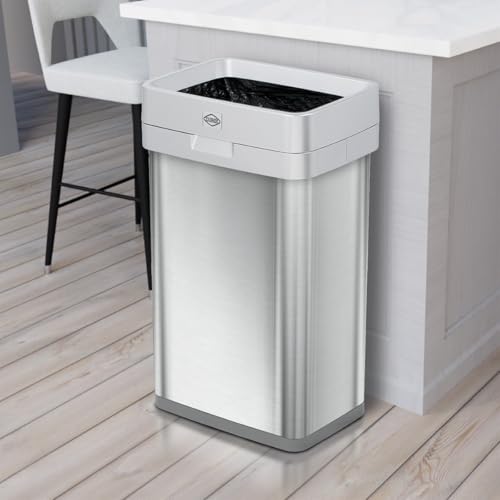 Clorox Slim Open Top Stainless Steel Trash Can, Silver, 13 Gallon / 50L - color: Stainless Open Top