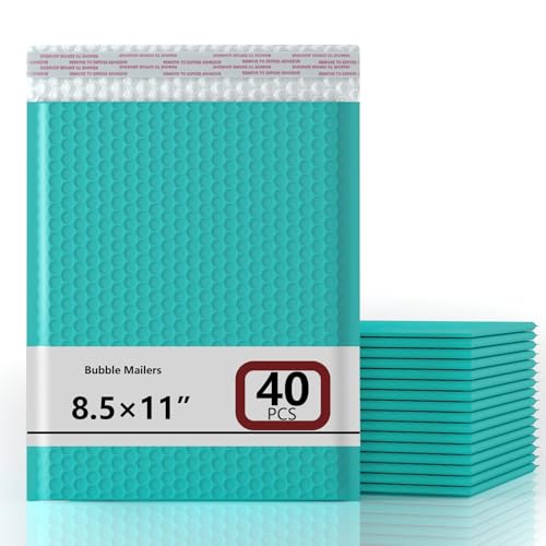 8.5x11 Inch Bubble Mailer 40 Pack, Waterproof Padded Envelopes with Strong Self-Seal Adhesive, Cushioning Shipping Bags with Bright Color for Small Business - Light Green - color: Light Green