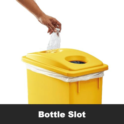 92 Gallon Slim Rectangular Recycle Station with Lid, Commercial Trash Can 4-Stream (Drop Shot, Paper Slot, Bottle), Recycling Center for Kitchen, Schools, and Hotel - size: 92 Gallon (4-Stream) Drop Shot/Paper Slot/2 Bottle