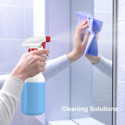 Plastic Spray Bottles 4 Pack, 24 Oz, Mist & Stream, Heavy Duty HDPE Sprayer Bottle, Leak Proof Empty Spraying Water Bottle for Cleaning Solutions, Planting, Car Detail, Pet Training with Measurement