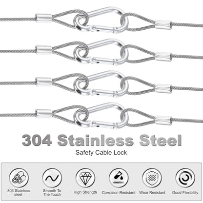 PATIKIL 9" Safety Cable Lock Security Wire Ropes w 10 Spring Buckle 5Pcs - color: Clear, size: 9 Inch