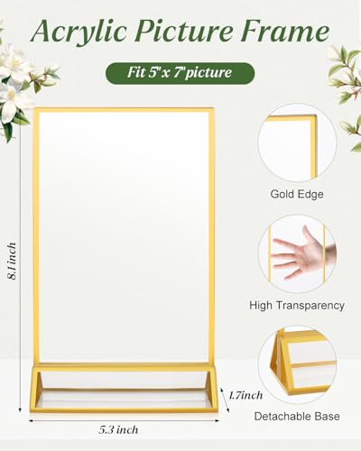24 Pack 5x7 Gold Acrylic Sign Holders, Double Sided Picture Frame Stands