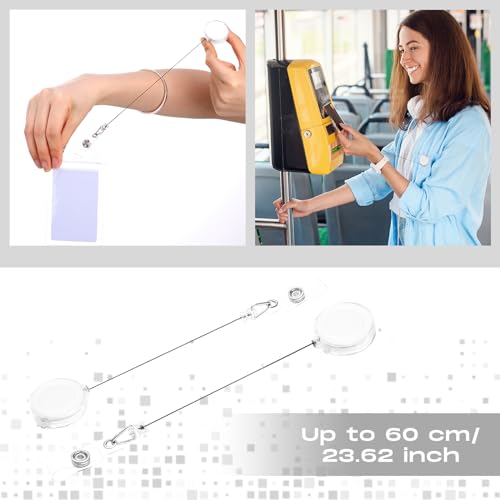 Zonon 100 Pcs Retractable Badge Reel ID Holder with Clip,Clear - color: Clear