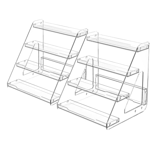 JOYZAN Clear Riser Display Stands 4 Tier Display Shelf Tiered Display Rack - size: 4 Tier-2 pack
