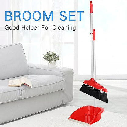WILLBOND 8Set Broom and Dustpan Set Long Hand Broom with Dustpan Combo Bulk
