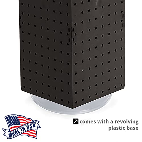 Azar Displays 703385-BLK-4B24, Four-Sided Revolving 8"W x 20"H Pegboard Counter Display w/ 24 Hooks- 4” Length, Black - color: Black, style: Pegboard + Hooks
