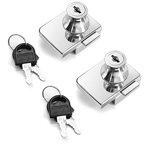 2 Pack Double-Open Glass Door Display Cabinet Display Cabinet Safety Lock, Suitable for 0.2-0.31" Glass Door, Separate Key with Drilling, Zinc Alloy - size: Double door