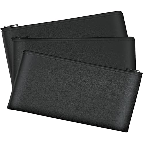 Chelmon 3 Pack Money Bags with Zipper - 11x6 Inch Cash Organizer Pouch for Daily Use & Travel, Durable Storage for Cash, Invoices, Cosmetics and Credit Cards
