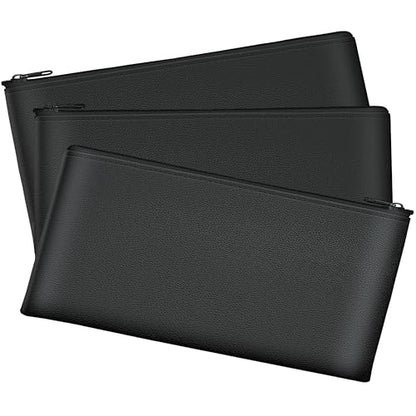 Chelmon 3 Pack Money Bags with Zipper - 11x6 Inch Cash Organizer Pouch for Daily Use & Travel, Durable Storage for Cash, Invoices, Cosmetics and Credit Cards