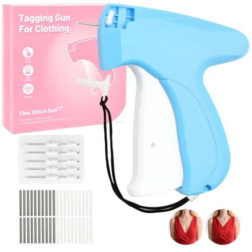 Quick Stitch Sewing Gun - Includes 6 Mini Needles and 4000pcs Fasteners (2000 Black & 2000 White) Clothing Stitch Tagging Gun Quick Stitchy Sewing Kit(Blue/White) - color: Blue/White
