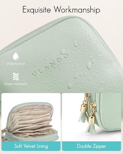 VLANDO 2-Layer Jewelry Travel Case for Necklaces,Rings,Earrings - color: Light Green