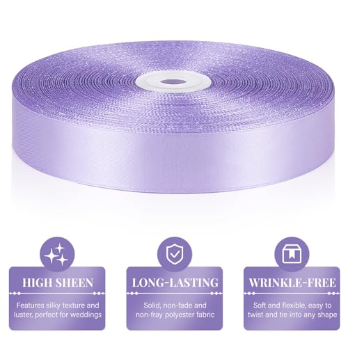 Light Purple Satin Ribbon 1 Inch x 100 Yards - color: Light Purple