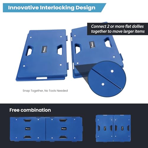 Nellyke Furniture Dolly, 4 Pack Dollies with Wheels,16'' X10'' Small Flat Dolly with 500LBS Large Capacity, Furniture Movers with Wheels Heavy Duty, Connectable and Portable, Blue - color: Blue, size: 4 Pack - Small