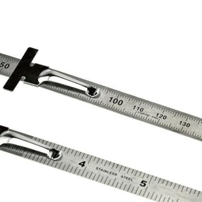 SE Stainless Steel SAE Metric Ruler Set - Stainless Steel Precision Ruler Measuring Tool - Detachable Clips - Set of 2 Pcs - 925PSR-2