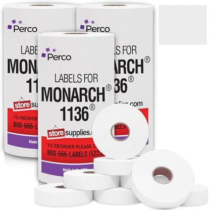 Pricing Labels for Monarch 1136 White - 42,000 Labels w/ 24 Rolls Value Pack, 3 Sleeves - Made in USA - color: White, size: 3 Sleeves